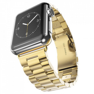 Curea pentru Apple Watch 1/2/3/4/5/6/7/8/9/10/SE/SE 2 (38/40/41/42mm) - Techsuit Watchband (W036) - Gold