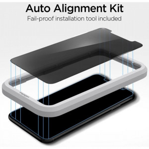 Folie pentru iPhone 11 / iPhone XR - Spigen Glas.tR Align Master Privacy - Black - Img 3