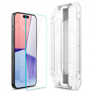 Folie pentru iPhone 15 Pro Max (set 2) - Spigen Glas.tR EZ FIT - Clear - Img 3