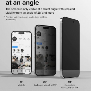 Folie pentru iPhone 15 Pro - Ringke Tempered Glass - Privacy - Img 3