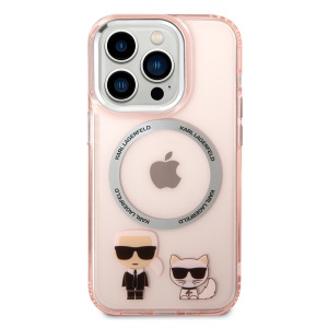 Husa iPhone 14 Pro - Karl Lagerfeld Hardcase MagSafe (KLHMP14LHKCP) - Pink Karl & Choupette Aluminium - Img 5