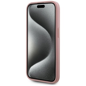 Husa iPhone 15 Pro - Karl Lagerfeld Hardcase Leather (KLHCP15LPFMFBKMP) - Pink Metal Signature - Img 5