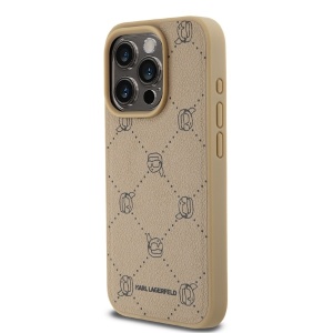 Husa iPhone 15 Pro Max - Karl Lagerfeld Leather MagSafe (KLHMP15XPGKHPHE) - Beige Karl Heads - Img 4