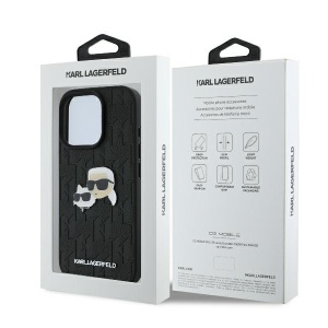 Husa iPhone 16 Pro - Karl Lagerfeld Hardcase Leather Monogram (KLHCP16LPGKLKCPK) - Karl&Chaoupette Head Pin - Img 8