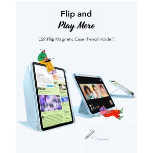 Husa pentru iPad Air 4 (2020) / Air 5 (2022) / Air 11 (2024) / Air 11 (2025) - ESR FlipÂ Hybrid (with Pencil Holder) - Sky Blue - Img 2