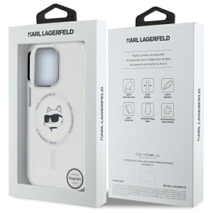 Husa pentru iPhone 12 / iPhone 12 Pro - Karl Lagerfeld IML MagSafe (KLHMP12MHLSCHH) - White Metal Choupette`s Head - Img 7