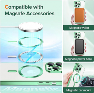 Husa pentru iPhone 12 Pro - Techsuit Luxury Crystal MagSafe - Light Green - Img 5