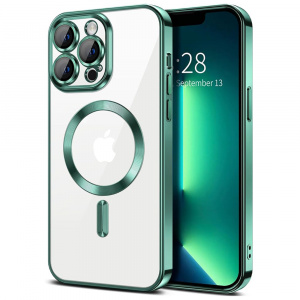 Husa pentru iPhone 13 Pro - Techsuit Luxury Crystal MagSafe - Light Green - Img 1