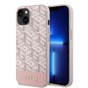 Husa pentru iPhone 14 - Guess GCube Stripes MagSafe (GUHMP14SHGCFSEP) - Pink - Img 1
