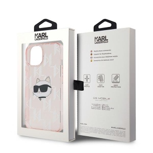 Husa pentru iPhone 14 - Karl Lagerfeld IML Luxury (KLHCP14SHKLPCHP) - Pink Choupette Head&Monogram - Img 8