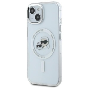 Husa pentru iPhone 14 - Karl Lagerfeld IML MagSafe (KLHMP14SHLSKCH) - White Metal Karl&Choupette Head - Img 7