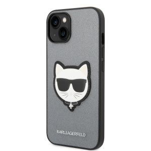 Husa pentru iPhone 14 - Karl Lagerfeld Saffiano (KLHCP14SSAPCHG) - Silver Choupette Head - Img 6