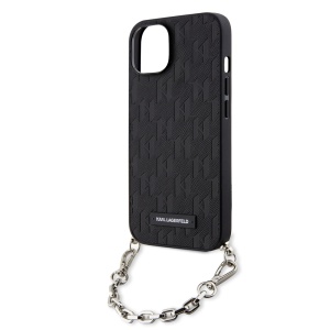 Husa pentru iPhone 14 - Karl Lagerfeld Saffiano Monogram Chain (KLHCP14SSACKLHPK) - Black - Img 2