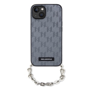 Husa pentru iPhone 14 - Karl Lagerfeld Saffiano Monogram Chain (KLHCP14SSACKLHPG) - Silver - Img 4