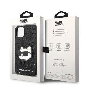 Husa pentru iPhone 14 Plus - Karl Lagerfeld Hardcase Glitter (KLHCP14MG2CPK) - Choupette Patch - Img 8