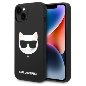 Husa pentru iPhone 14 Plus - Karl Lagerfeld Silicone MagSafe (KLHMP14MSLCHBK) - Choupette Head