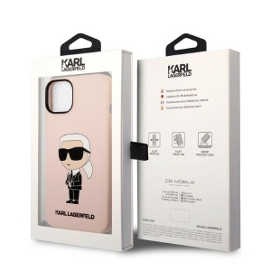 Husa pentru iPhone 14 Plus - Karl Lagerfeld Silicone MagSafe (KLHMP14MSNIKBCP) - Pink Ikonik - Img 7