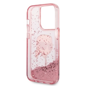 Husa pentru iPhone 14 Pro - Karl Lagerfeld Hardcase Glitter (KLHCP14LLNKHCP) - Pink Karl Head - Img 4