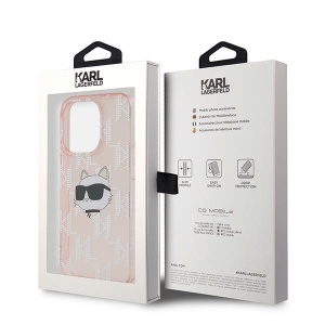 Husa pentru iPhone 14 Pro - Karl Lagerfeld IML Luxury (KLHCP14LHKLPCHP) - Pink Choupette Head&Monogram - Img 8