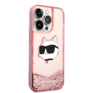 Husa pentru iPhone 14 Pro Max - Karl Lagerfeld Hardcase Glitter (KLHCP14XLNCHCP) - Pink Choupette Head - Img 4