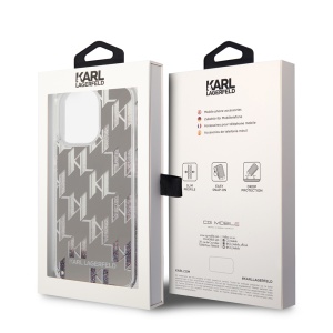 Husa pentru iPhone 14 Pro Max - Karl Lagerfeld Hardcase Liquid Glitter (KLHCP14XLMNMS) - Silver Monogram - Img 8