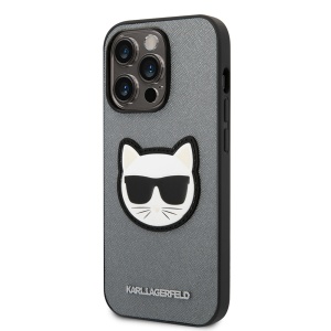 Husa pentru iPhone 14 Pro Max - Karl Lagerfeld Saffiano (KLHCP14XSAPCHG) - Silver Choupette Head - Img 5