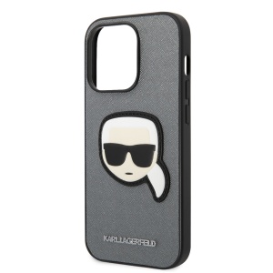 Husa pentru iPhone 14 Pro Max - Karl Lagerfeld Saffiano (KLHCP14XSAPKHG) - Silver Karl`s Head - Img 2
