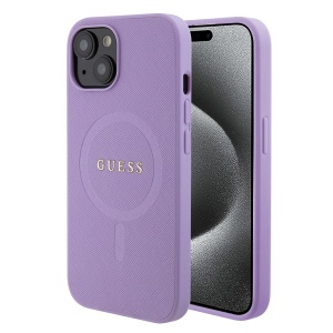 Husa pentru iPhone 15 - Guess Saffiano MagSafe (GUHMP15SPSAHMCU) - Purple