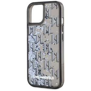 Husa pentru iPhone 15 - Karl Lagerfeld Hardcase Liquid Glitter (KLHCP15SLKLGKCCK) - Monogram - Img 5