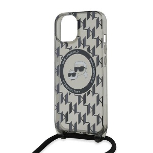 Husa pentru iPhone 15 - Karl Lagerfeld IML Crossbody MagSafe (KLHMP15SHCKCKLCK) - Monogram Karl&Choupette Head - Img 3