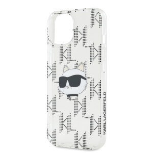 Husa pentru iPhone 15 - Karl Lagerfeld IML Luxury (KLHCP15SHKLPCHT) - Transparent Choupette Head&Monogram - Img 3
