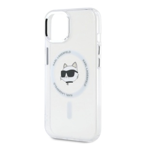 Husa pentru iPhone 15 - Karl Lagerfeld IML MagSafe (KLHMP15SHLSCHH) - White Metal Choupette`s Head - Img 3