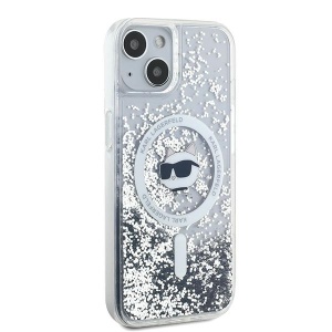 Husa pentru iPhone 15 - Karl Lagerfeld Liquid Glitter MagSafe (KLHMP15SLGCHSGH) - Clear Choupette Head - Img 5