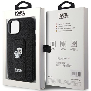 Husa pentru iPhone 15 - Karl Lagerfeld Saffiano Gripstand (KLHCP15SGSAKCPK) - Karl&Choupette - Img 8