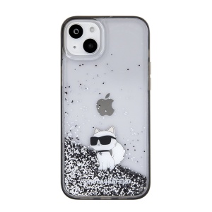 Husa pentru iPhone 15 Plus - Karl Lagerfeld Hardcase Liquid Glitter (KLHCP15MLKCNSK) - Transparent Choupette - Img 4