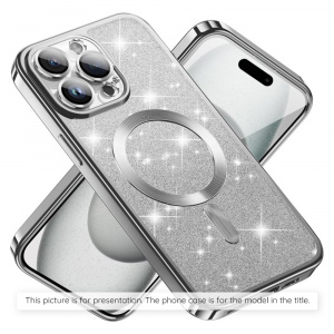 Husa pentru iPhone 15 Plus - Techsuit Luxury Glitter MagSafe - Silver - Img 2