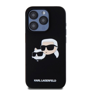 Husa pentru iPhone 15 Pro - Karl Lagerfeld Silicone MagSafe (KLHMP15LSKCHPPLK) - Karl&Choupette Head - Img 3