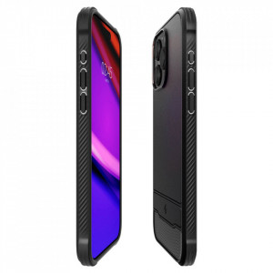 Husa pentru iPhone 15 Pro Max - Spigen Rugged Armor MagSafe - Black - Img 5