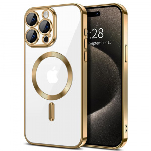 Husa pentru iPhone 15 Pro Max - Techsuit Luxury Crystal MagSafe - Gold
