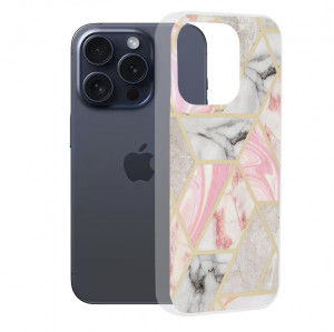 Husa pentru iPhone 15 Pro - Techsuit Marble Series - Pink Hex
