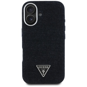 Husa pentru iPhone 16 - Guess Denim Triangle Logo MagSafe (GUHMP16SRJFWTLK) - Black - Img 6