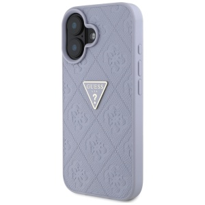 Husa pentru iPhone 16 - Guess Leather Hot Stamp 4G Pattern Triangle Metal Logo (GUHCP16SPGP4STRU) - Light Purple - Img 2