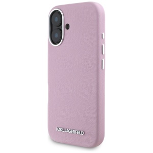 Husa pentru iPhone 16 - Karl Lagerfeld Saffiano Full Wrapped Elongated Metal Logo MagSafe (KLHMP16SPSAFWMCP) - Pink - Img 2