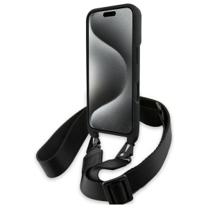 Husa pentru iPhone 16 Plus - BMW Leather M Edition Carbon Stripe & Strap (BMHCP16M23PSCCK) - Black - Img 4
