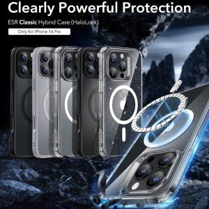 Husa pentru iPhone 16 Pro - ESR Classic Hybrid HaloLock - Frosted Clear - Img 3