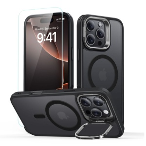 Husa pentru iPhone 16 Pro Max + Folie - ESR Classic Hybrid HaloLock Kickstand - Frosted Black - Img 1
