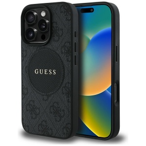 Husa pentru iPhone 16 Pro Max - Guess 4G Circle Classic Logo MagSafe (GUHMP16XP4PGRSGK) - Black - Img 12