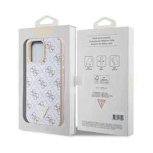 Husa pentru iPhone 16 Pro Max - Guess Hardcase 4G Triangle Metal Logo (GUHCP16XPG4GPH) - White - Img 7