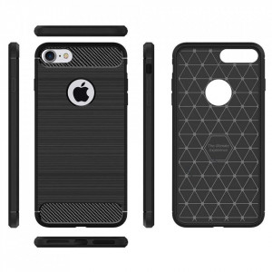 Husa pentru iPhone 8 Plus - Techsuit Carbon Silicone - Black - Img 7