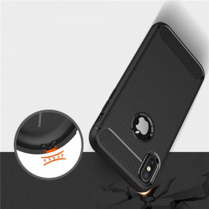 Husa pentru iPhone X / iPhone XS - Techsuit Carbon Silicone - Black - Img 5